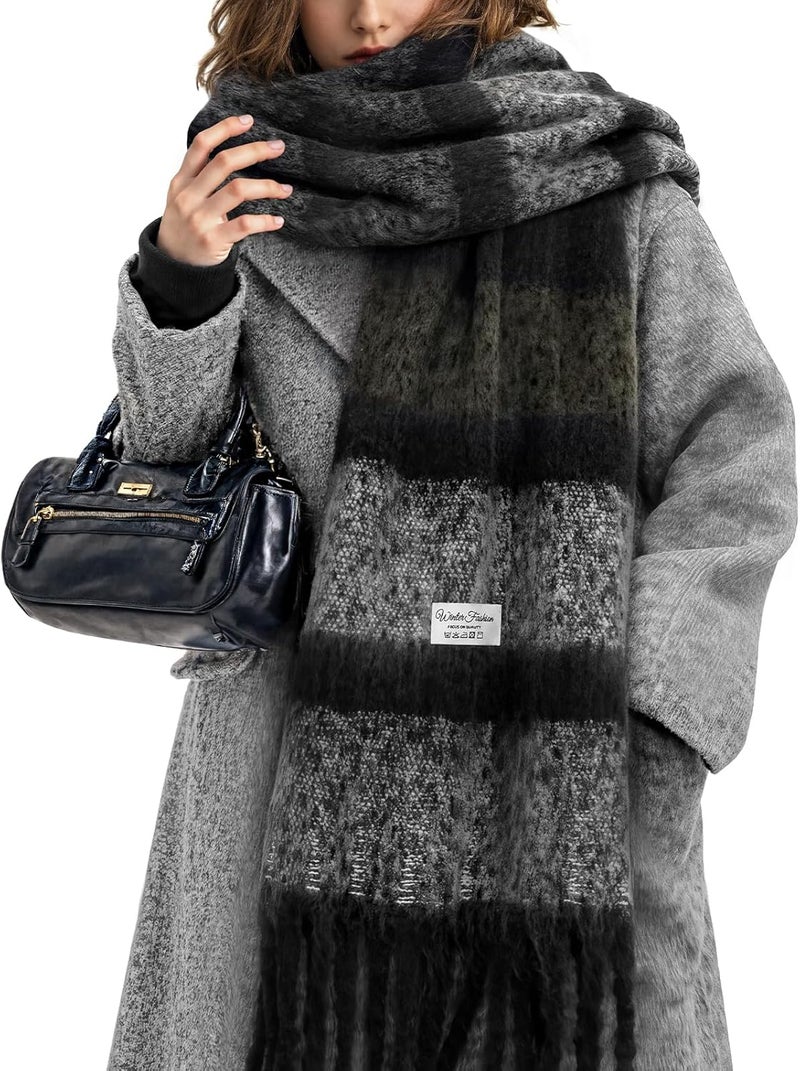 Premillow Women's Mohair Winter Scarf Pure Color, Warm Winter Scarf for Women and Men, Soft Luxurious Cashmere Feel Scarfs - Image 1